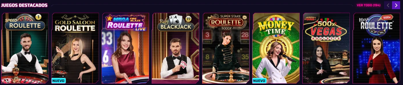 Roby Casino juegos de casino en vivo con ruleta, blackjack y programas en directo